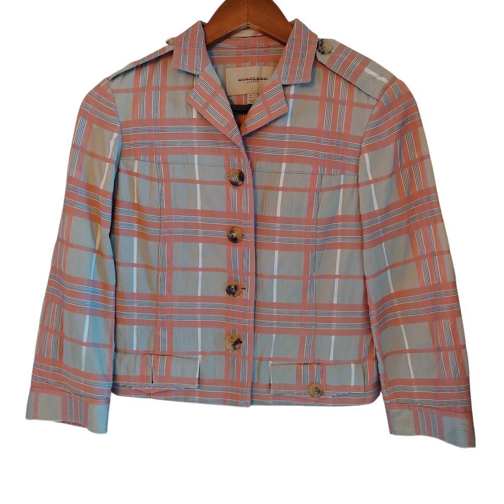 Burberry Multicolor Plaid Jacket Size 6
